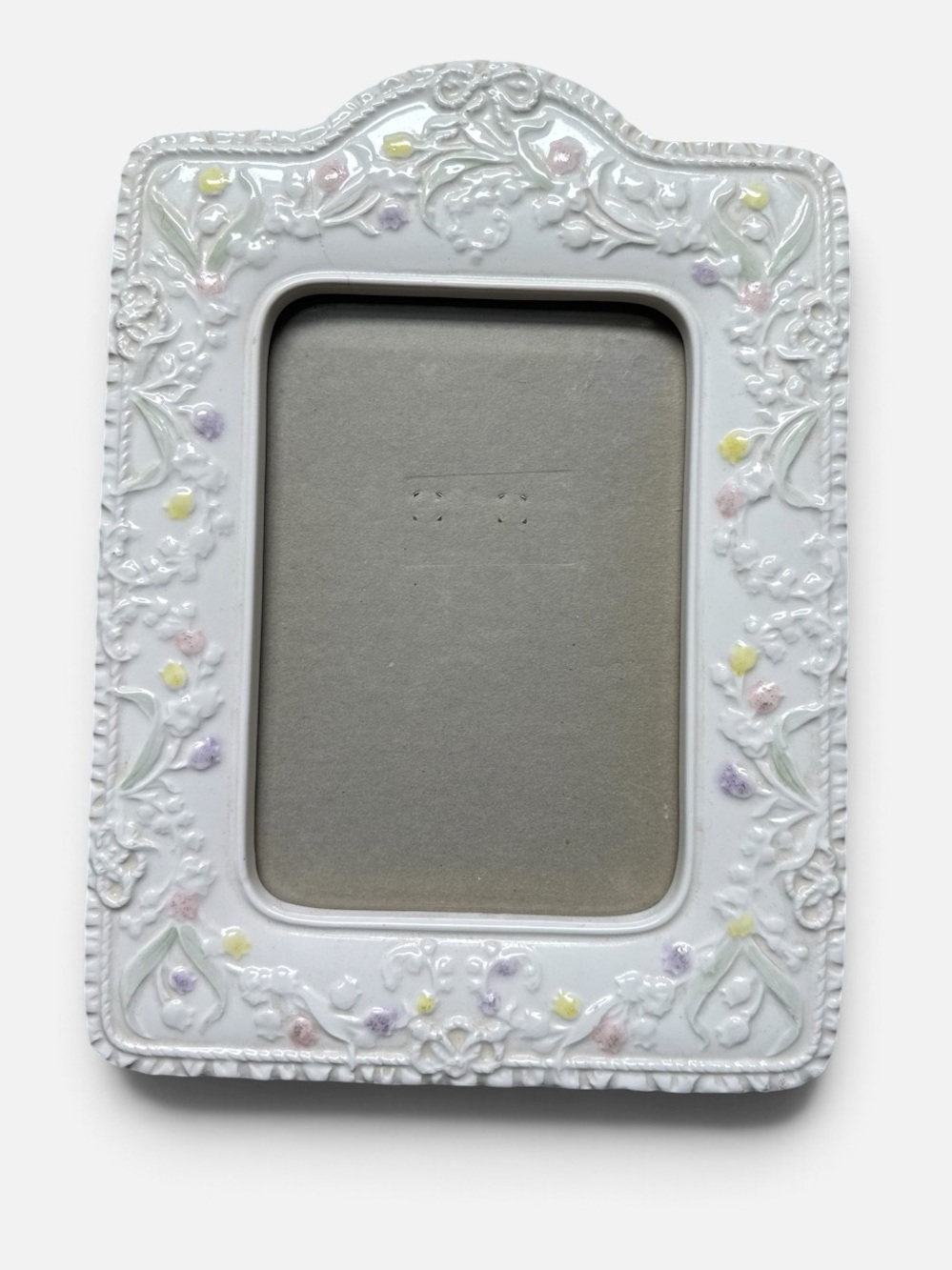 🌸VTG 80's Terragrafics Ceramic White Pink Floral Gallery Wall Picture Frame 5x7